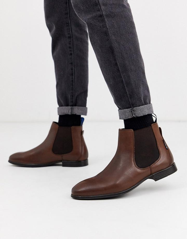 Ben Sherman Leather Chelsea Boot In Brown