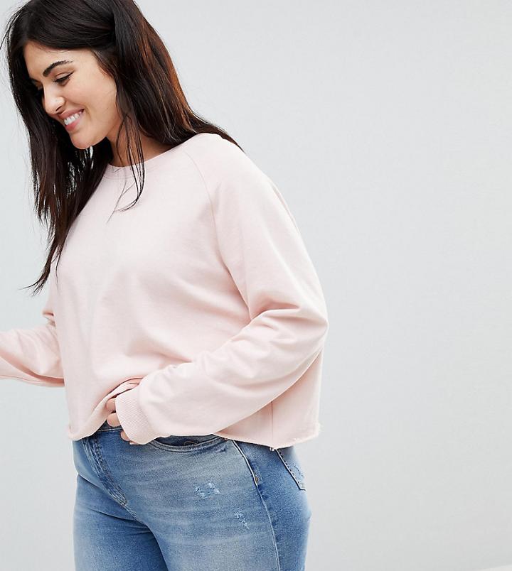 Asos Curve Swing Sweatshirt With Raw Hem - Pink