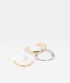 Topshop Enamel And Pave 4 X Multipack Rings In Mixed Metals-gold