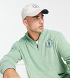 Polo Ralph Lauren X Asos Exclusive Collab Half Zip Sweatshirt With Small Circle Logo In Green