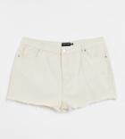 I Saw It First Plus High Waist Destressed Mom Shorts In Cream-white