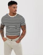 Asos Design Muscle Stripe Cropped T-shirt - Navy