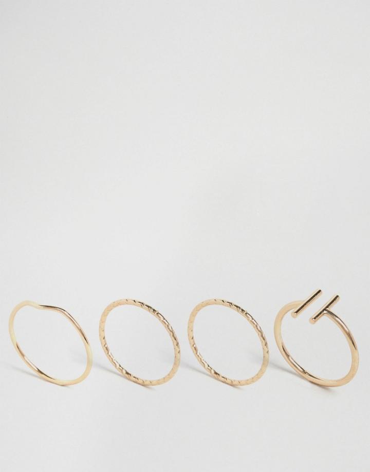 Nylon 4 Pack Multi Rings - Gold