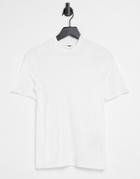 Pieces Ribbed T-shirt With High Neck In White