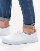 Asos Lace Up Sneakers In Canvas - White