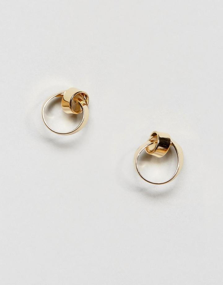 Pieces Loop Stud Earrings - Gold