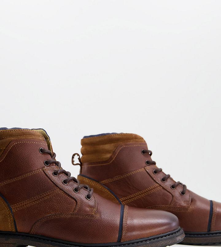 Silver Street Wide Fit Casual Lace-up Boots In Dark Brown Leather