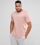 Only & Sons Plus Crew Neck Longline T-shirt - Pink