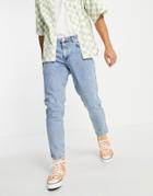 Asos Design Classic Rigid Jeans In Vintage Light Wash Blue-blues