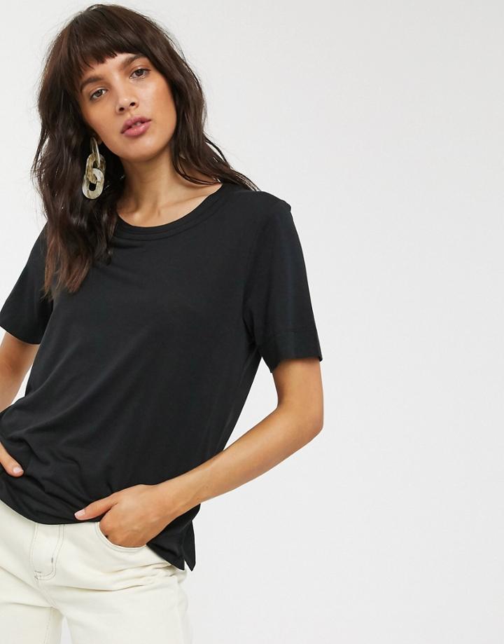 Whistles Rosa Double Trim T-shirt-black