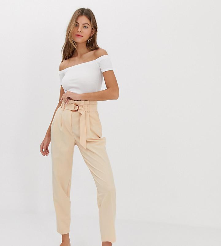 Miss Selfridge Paperbag Pants In Nude