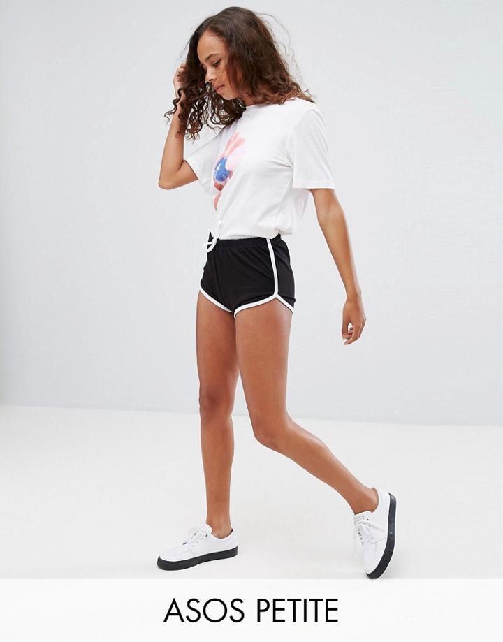 Asos Petite Basic Runner Shorts With Contrast Binding - Black