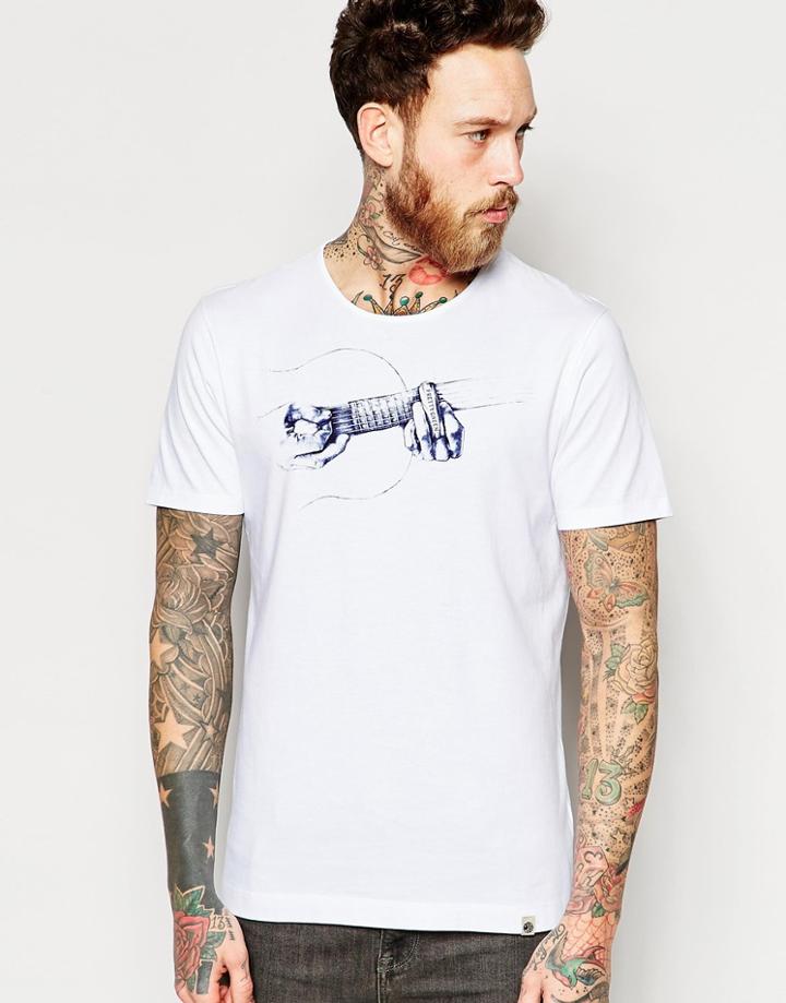 Pretty Green T-shirt With Middle Finger Print - White