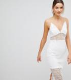 Prettylittlething Lace Insert Cami Strap Midi Dress - White