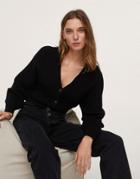 Mango Crossover Low Rise Jeans In Black