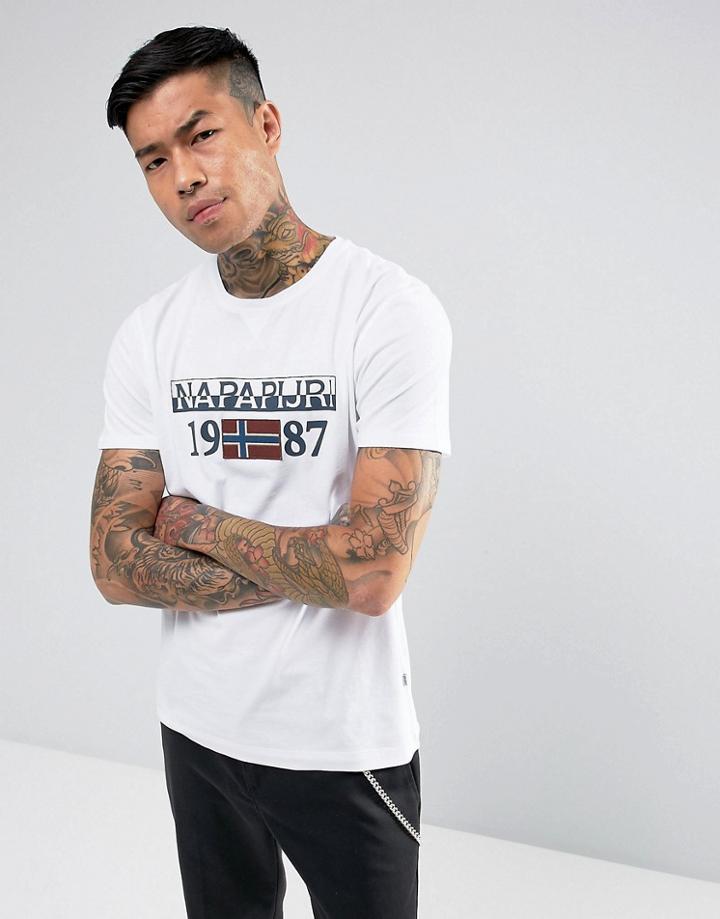 Napapijri Solin Logo T-shirt In White - White