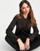 Fashion Union Fitted Longline Shirt In Sparkle Knit - Part Of A Set-brown