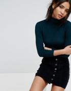 Stradivarius Classic Turtleneck Top - Green