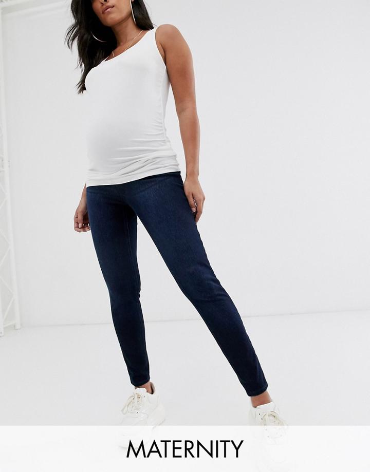 Spanx Mama Ankle Grazer Jeggings In Indigo-black
