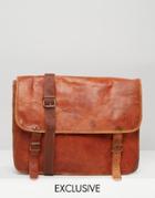 Reclaimed Vintage Leather Messenger Bag In Tan - Brown