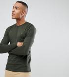 Farah Tall Farris Slim Fit Long Sleeve T-shirt With Stretch In Green - Green