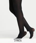 New Look 3 Pack 40 Denier Opaque Tights In Black