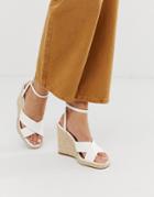 Asos Design Jones Square Toe Wedge Espadrilles - White