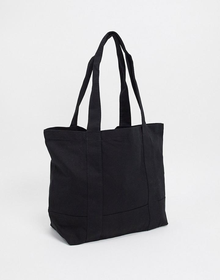 Asos Design Oversized Heavyweight Cotton Tote Bag In Black