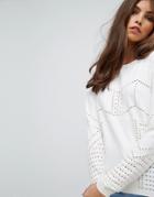 Asos Sweater With Pointelle Stitch Detail - Beige
