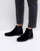 Office Jamie Black Suede Flat Chelsea Boots - Black