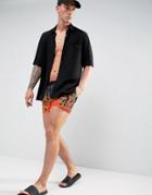 Jaded London Swim Shorts In Black With Flames - Black
