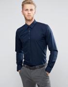 Hugo By Hugo Boss Elisha Shirt Poplin Slim Fit In Navy - Navy