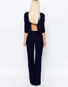 Club L Jumpsuit With Overlay Cape Detail - Navy