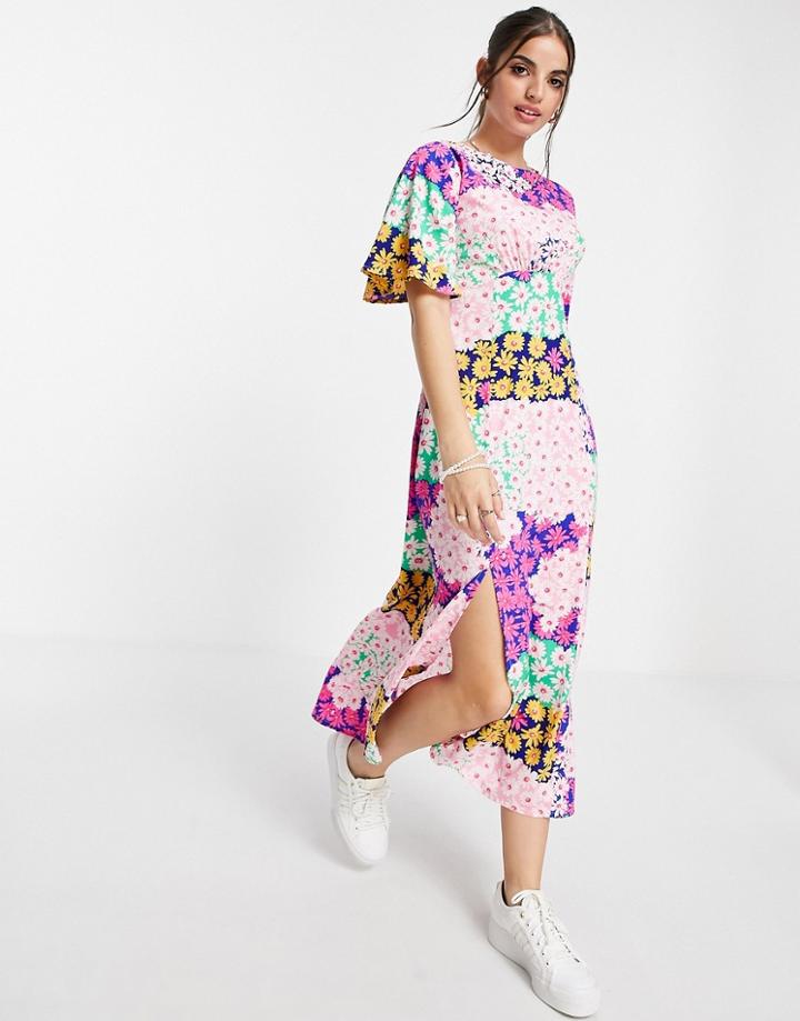 Influence Midi Tea Dress In Multi Floral Print