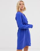 Pieces V Neck Dress-blue