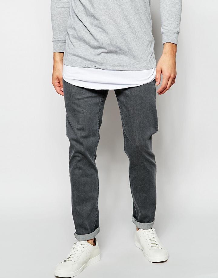 Asos Skinny Jeans With Light Coating - Mid Gray