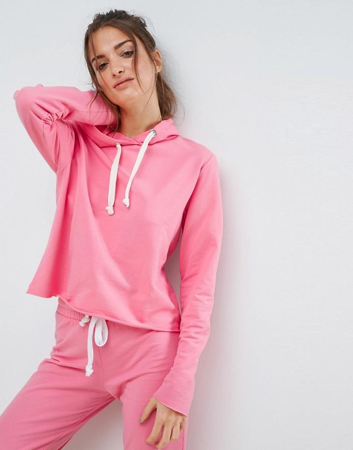 Asos Lounge Raw Edge Hoodie - Pink