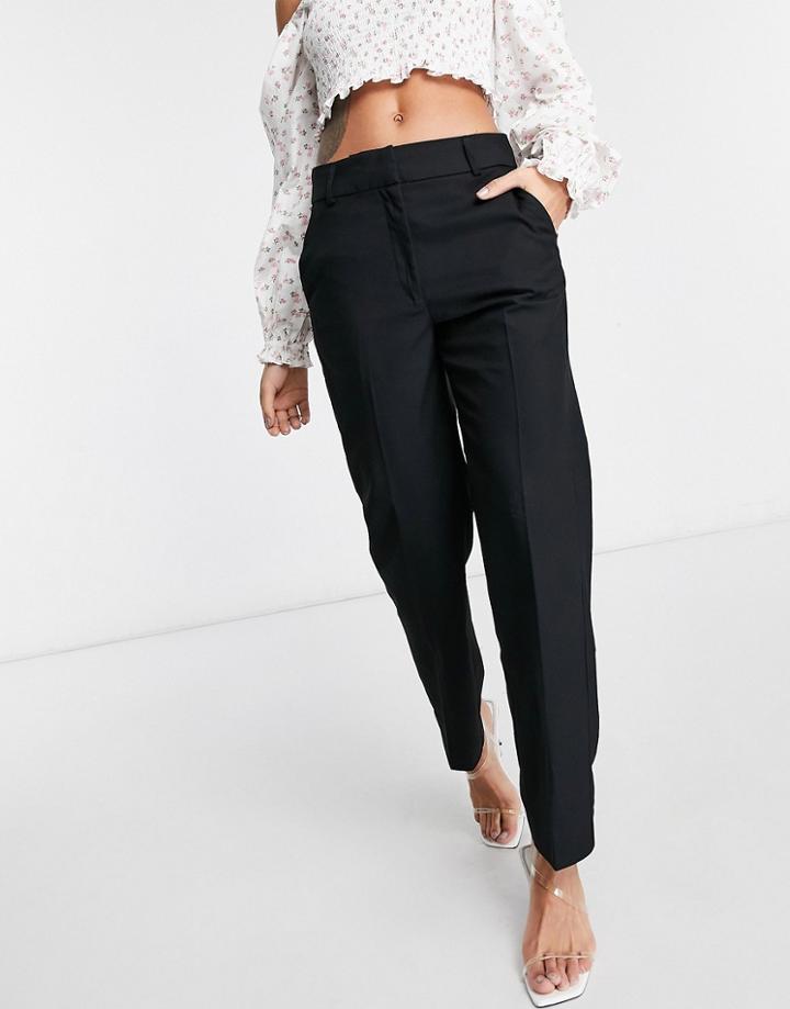 Monki Lorelai Straight Leg Pant In Black