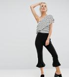 New Look Petite Peplum Hem Pants In Black - Blue