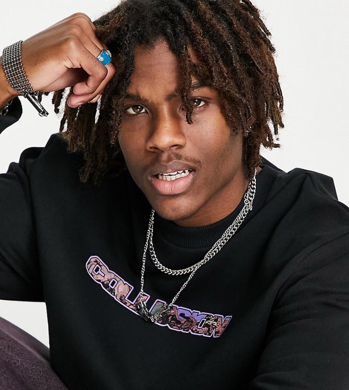 Collusion Sweatshirt With Logo Print In Black - Part Of A Set