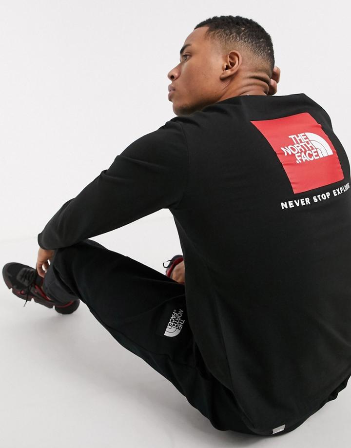 The North Face Red Box Long Sleeve T-shirt In Black