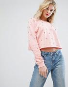 Asos Sweat With Multi Colored Pearl Embellishment - Orange