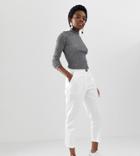 Asos Design Petite Linen Clean Cigarette Pants - White