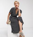 Whistles Exclusive Wrap Jersey Midi Dress In Black Elephant Print