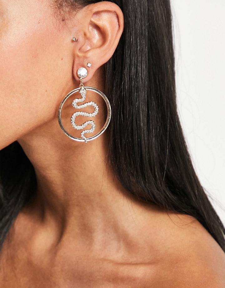 Aldo Manouria Statement Snake Earrings In Gold