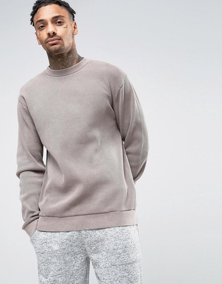 Asos Sweatshirt In Waffle - Brown