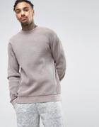 Asos Sweatshirt In Waffle - Brown