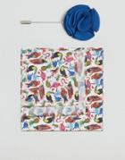 Gianni Feraud Liberty Print Birds Of Paradise Pocket Square - Cream