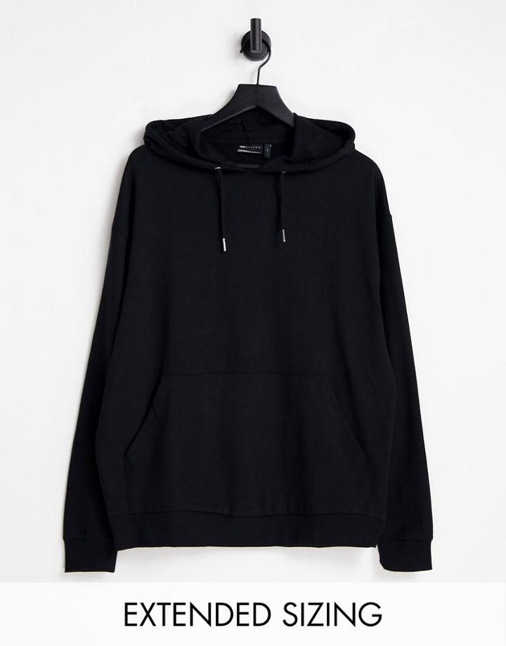 Asos Design Organic Blend Lightweight Oversized Hoodie In Black