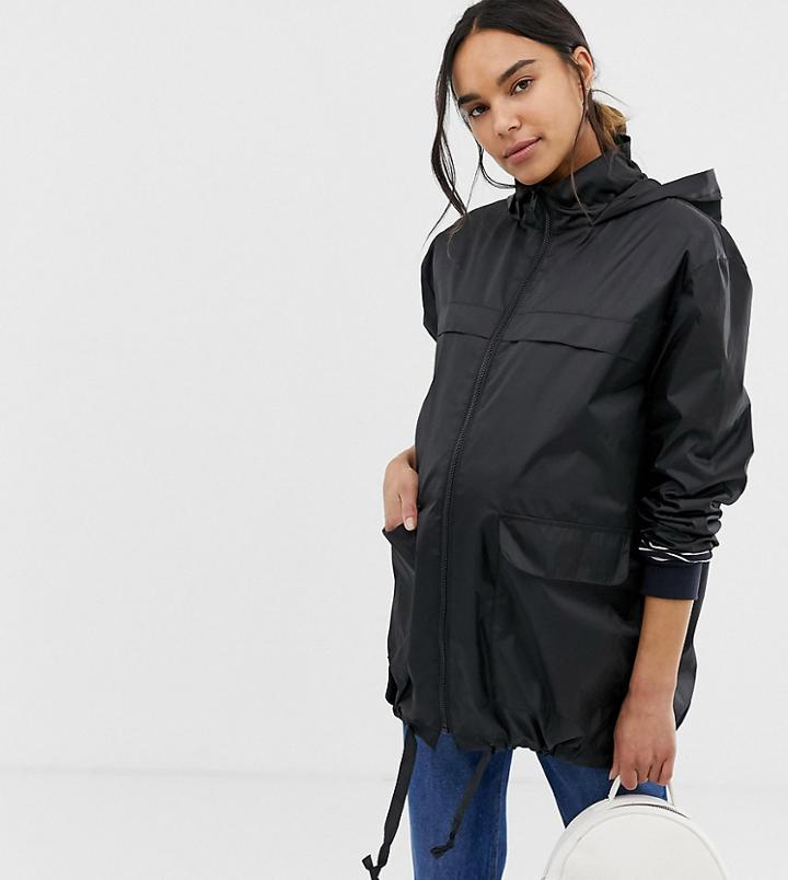 Asos Design Maternity Pac A Mac Jacket-black